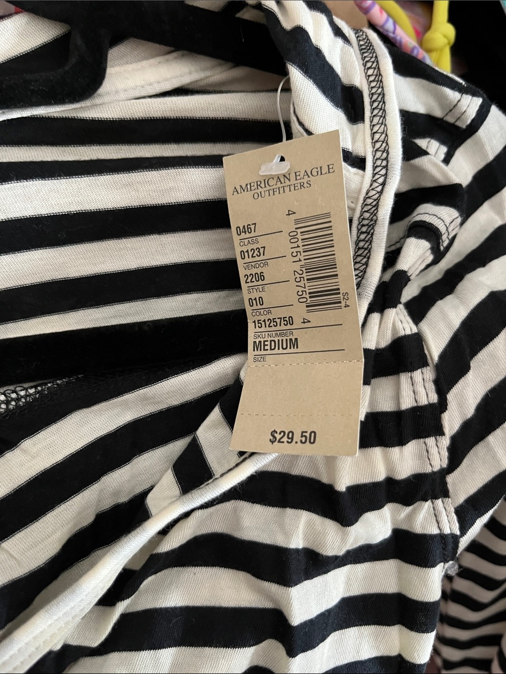 American Eagle Outfitters Black & White Striped Tie-Waist Swim Coverup - Picture 3 of 3